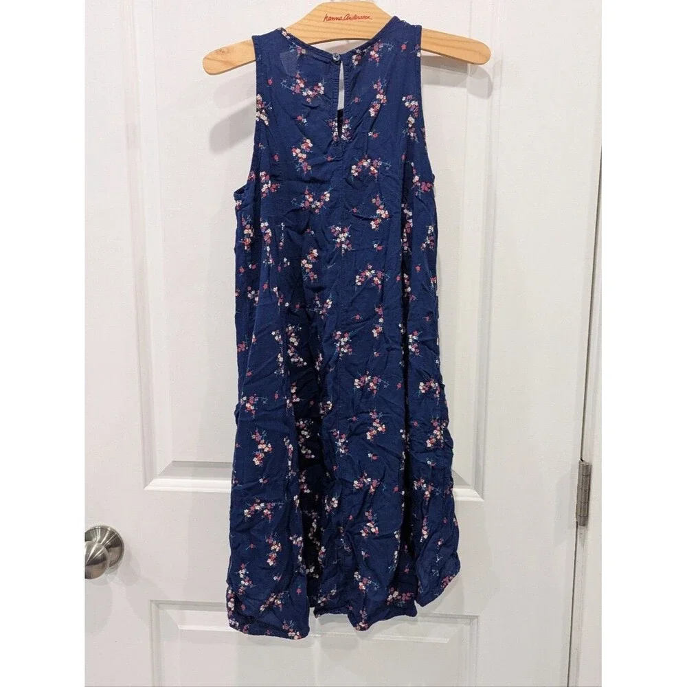 Old Navy Kids Blue Flower Swing Tank Sleeveless High Low Hi Dress Girls Size M 8
